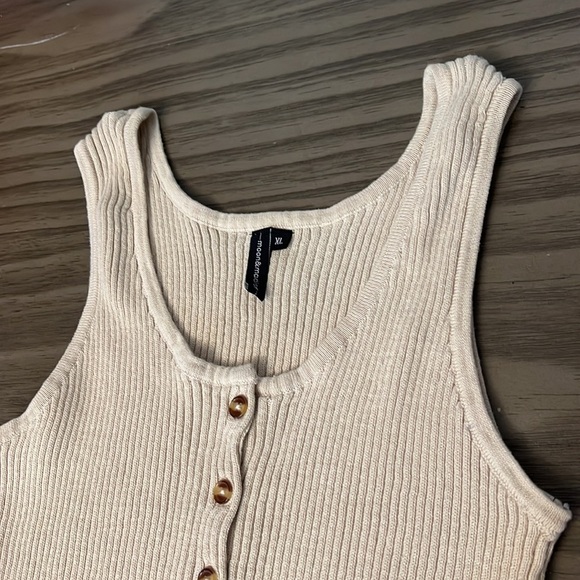 MOON & MADISON CREAM RIBBED TANK XL - Picture 3 of 11